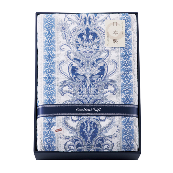 ウール10%入り 日本製合掛けふとん ブルー【rm26c168gc084】