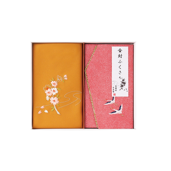 刺繍入り金封包み&金封ふくさ 赤鶴【rm26c176gc093】