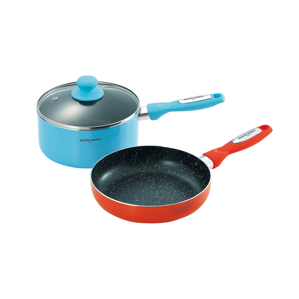 マリ・クレール カラーズ アルミ片手鍋18cm&フライパン20cm【rm26c191gc069】