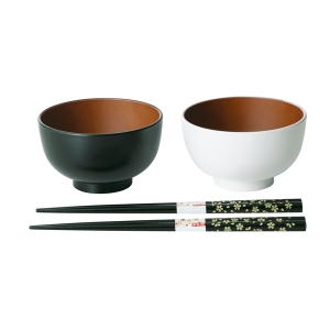 MAKOTOjapan ファミーユ レンジ汁椀ペア（箸付） 0775020【rm26c181gc052】